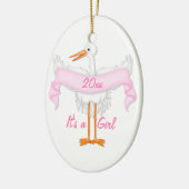 Es ist ein Girl-Foto-Rahmen-Stork-Ornament Keramikornament (Links)