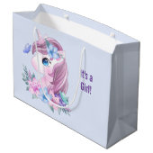 Es ist ein Girl Magical Unicorn Portrait Große Geschenktüte (Rückseite Schrägansicht)