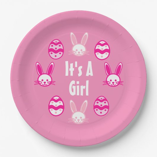 Es ist ein Girl-Ostern Pappteller (Vorderseite)