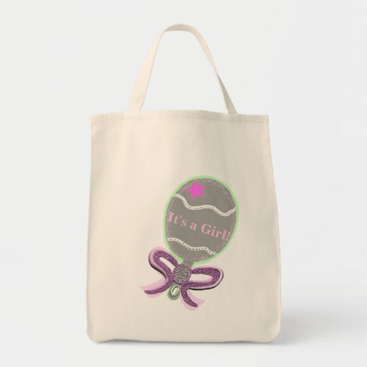 Es ist ein Girl Pink Baby Rattle Tote Bag Tragetasche (Vorne)