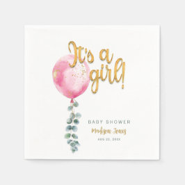 Es ist ein Girl Pink Balloon Baby Shower Napkins Serviette