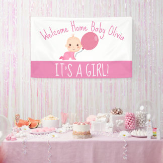 Es ist ein Girl Pink Balloon Welcome Zuhause Yard Banner