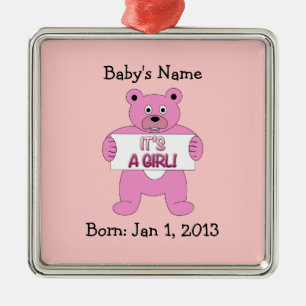 Es ist ein Girl-Pink-Bär Silbernes Ornament