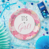 Es ist ein Girl Pink Blumenmuster Baby Sprinkle Na Pappteller (Party)