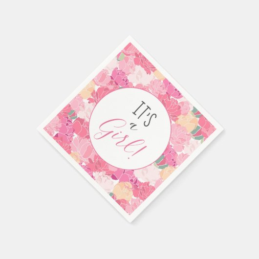 Es ist ein Girl Pink Blumenmuster Baby Sprinkle Serviette (Ecke)