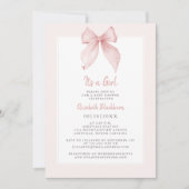 Es ist ein Girl Pink Bow Baby Dusche Coquette Eleg Einladung (Vorderseite)
