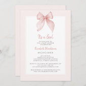 Es ist ein Girl Pink Bow Baby Dusche Coquette Eleg Einladung (Vorne/Hinten)