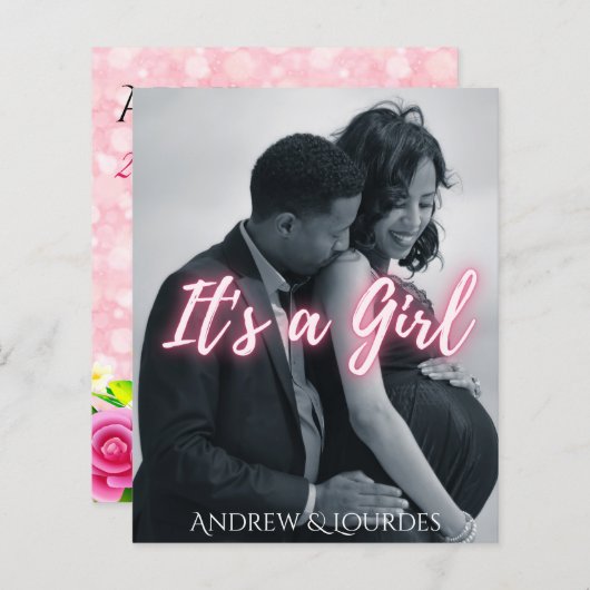 Es ist ein Girl Pink Elegant Foto (Vorne/Hinten)