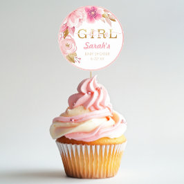 Es ist ein Girl Pink Floral Baby Shower Sticker