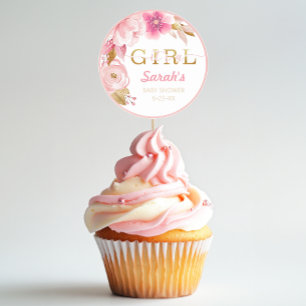 Es ist ein Girl Pink Floral Baby Shower Sticker