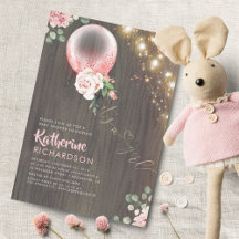 Es ist ein Girl Pink Gold Ballon Rustic Baby Showe