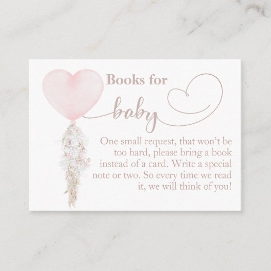 Es ist ein Girl Pink Heart Balloon Baby Shower Büc Begleitkarte (Vorderseite)