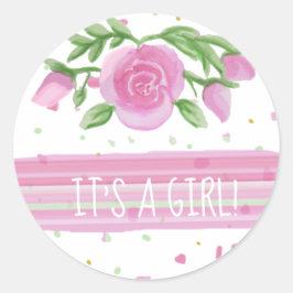 Es ist ein Girl Pink Roses Floral Runder Aufkleber