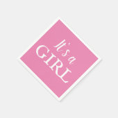 Es ist ein Girl Pink Script Baby Girl Baby Shower Serviette (Ecke)