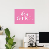 Es ist ein Girl Pink Typografy Baby Shooting Sign Poster (Heimbüro)