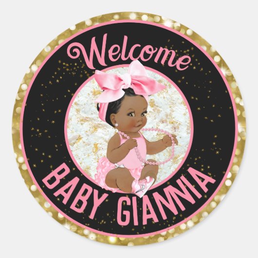 Es ist ein Girl Pink und Gold Glitzer Elegant Runder Aufkleber (Vorderseite)