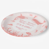 Es ist ein Girl Pink unter der Sea Babydusche Pappteller (Schrägansicht)