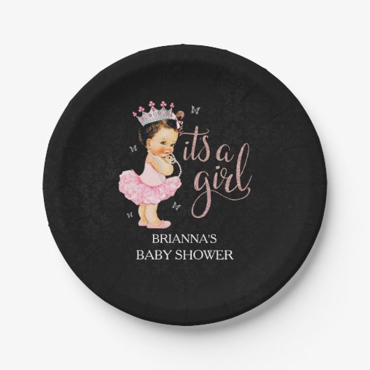 Es ist ein Girl Princess Baby Shower Teller (Vorderseite)