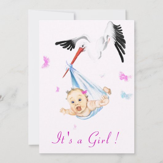 Es ist ein Girl QR Code Stork und Baby Shower Invi (Rückseite)