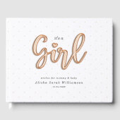 Es ist ein Girl Rose Gold Script Balloon Letters B Gästebuch (Vorderseite)
