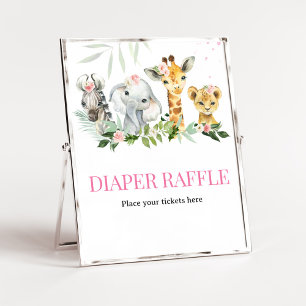 Es ist ein Girl Safari Animals Diaper Raffle Poster