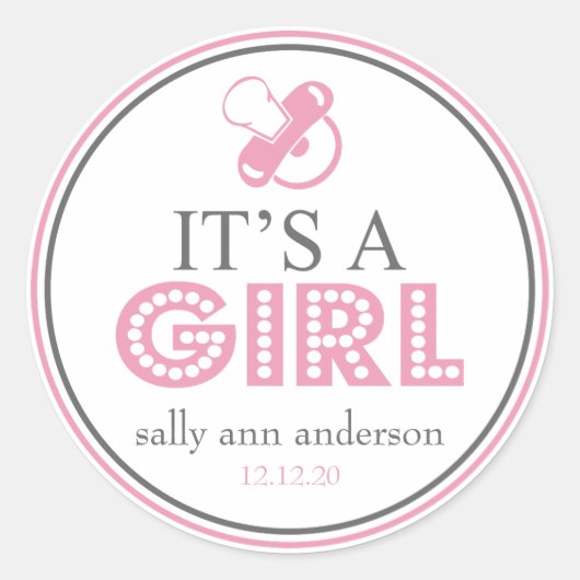 Es ist ein Girl Schnuller Gevor Sticker (Pink / Gr (Vorderseite)