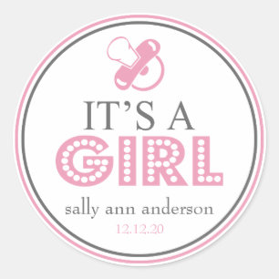 Es ist ein Girl Schnuller Gevor Sticker (Pink / Gr