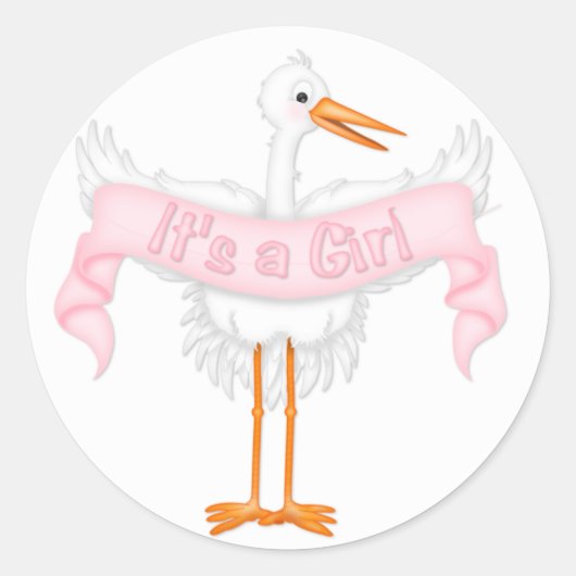 Es ist ein Girl Stork Sticker (Vorderseite)