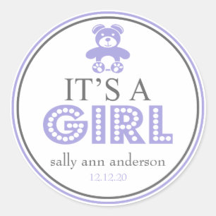 Es ist ein Girl-Teddy-Bären-Liebessticker (Lila) Runder Aufkleber