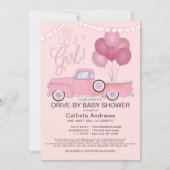 Es ist ein Girl Truck Balloons Drive by Baby Showe Einladung (Vorderseite)