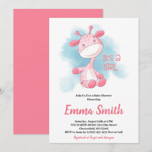 Es ist ein Girl Watercolor Giraffe Baby Shower Inv Einladung