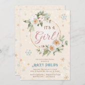 Es ist ein Girl Winter Wonderland Baby Dusche Spri Einladung (Vorne/Hinten)