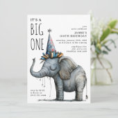 Es ist ein großartiger Whimsikelefant zum Geburtst Einladung (Stehend Vorderseite)
