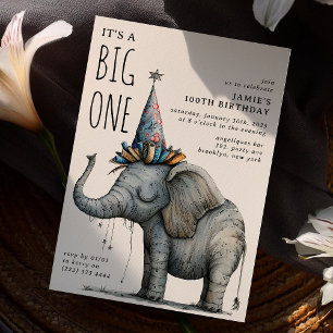 Es ist ein GROSSER Geburtstag mit lustigem Elefant Einladung