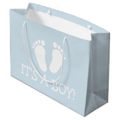 Es ist ein großes Abdruck-Babyduschen-Party des Große Geschenktüte (Rückseite Schrägansicht)