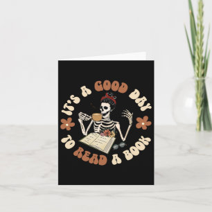 Es ist ein guter Tag, ein Buch zu lesen Skelett Gr Karte