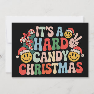 Es ist ein harter Candy Christmas Retro Groovy Wei Einladung