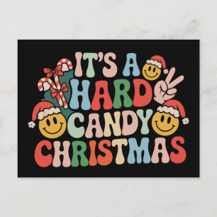 Es ist ein harter Candy Christmas Retro Groovy Wei Feiertagspostkarte