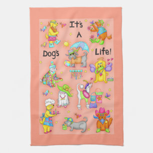 Es ist ein Hund Life Whimsy Funny Hunde Coral Oran Geschirrtuch