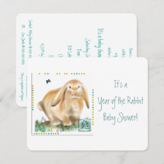 Es ist ein Jahr der Rabbit Baby Dusche! Einladung