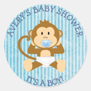 Es ist ein Junge, Affen Baby Dusche Blue Aufkleber