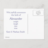 es ist ein Junge! Ankündigungspostkarte (Rückseite)