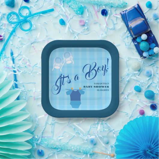 Es ist ein Junge! Baby Dusche Blue Modern. Serviet Pappteller (Party)