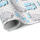 Es ist ein Junge - Baby Elephant Geschenkpapier (Rolleneckpunkt)