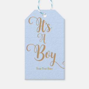Es ist ein Junge - Baby Shower - Blue & Gold - Ind Geschenkanhänger