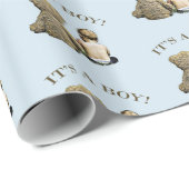 Es ist ein Junge, Baby & Teddy Bear Baby Showwwrap Geschenkpapier (Rolleneckpunkt)