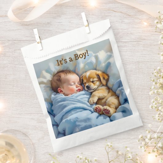 Es ist ein Junge | Babydusche Vielen Dank Geschenktütchen (Ausgeschnitten)