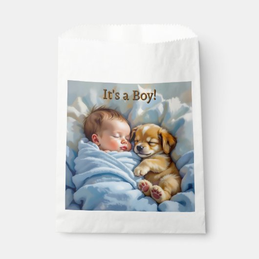 Es ist ein Junge | Babydusche Vielen Dank Geschenktütchen (Vorderseite)