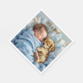 Es ist ein Junge | Babyparty Serviette (Ecke)
