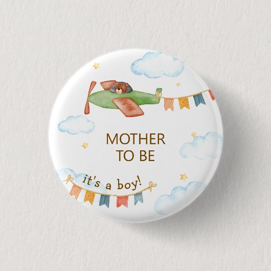 Es ist ein Junge Bär Flugzeug Mutter zu sein Baby Button (Vorderseite)